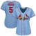 St.Louis Cardinals #5 Albert Pujols Light Blue Alternate Womens Stitched MLB Jersey
