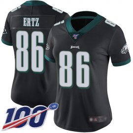 Nike Philadelphia Eagles #86 Zach Ertz Black Alternate Womens Stitched NFL 100th Season Vapor Limited Jersey