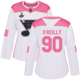 Adidas St. Louis Blues #90 Ryan OReilly White/Pink Authentic Fashion Stanley Cup Champions Womens Stitched NHL Jersey