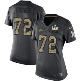 Nike Kansas City Chiefs #72 Eric Fisher Black Womens Super Bowl LV Bound Stitched NFL Limited 2016 Salute to Service Jersey