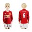 Manchester United #6 Pogba Home Long Sleeves Kid Soccer Club Jersey
