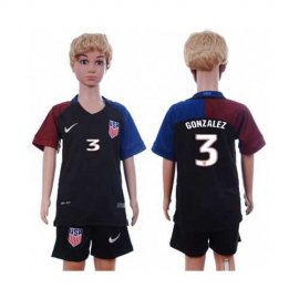 USA #3 Gonzalez Away Kid Soccer Country Jersey