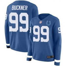 Nike Indianapolis Colts #99 DeForest Buckner Royal Blue Team Color Womens Stitched NFL Limited Therma Long Sleeve Jersey