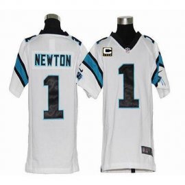 Nike Carolina Panthers #1 Cam Newton White With C Patch Youth Stitched NFL Elite Jersey