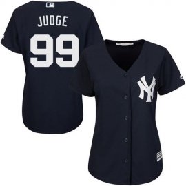 New York Yankees #99 Aaron Judge Navy Blue Alternate Womens Stitched MLB Jersey