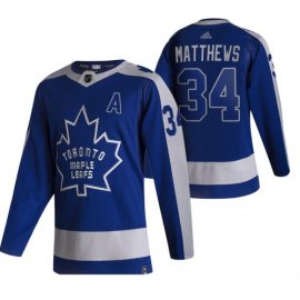 Toronto Maple Leafs #34 Auston Matthews Blue Mens Adidas 2020-21 Reverse Retro Alternate NHL Jersey