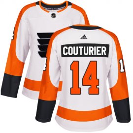 Adidas Philadelphia Flyers #14 Sean Couturier White Road Authentic Womens Stitched NHL Jersey