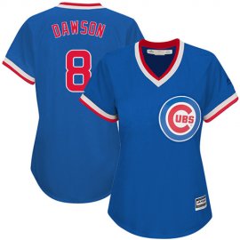 Chicago Cubs #8 Andre Dawson Blue Cooperstown Womens Stitched MLB Jersey