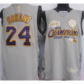 Los Angeles Lakers 24 Kobe Bryant Grey 2010 Finals Champions Jersey Cheap