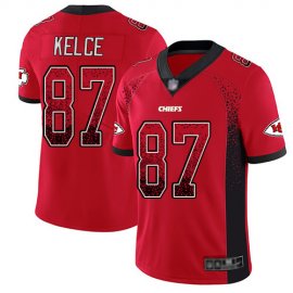 Nike Kansas City Chiefs #87 Travis Kelce Red Team Color Mens Stitched NFL Limited Rush Drift Fashion Jersey