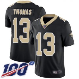 Nike New Orleans Saints #13 Michael Thomas Black Team Color Mens Stitched NFL 100th Season Vapor Limited Jersey