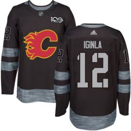 Adidas Calgary Flames #12 Jarome Iginla Black 1917-2017 100th Anniversary Stitched NHL Jersey