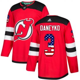 Adidas New Jersey Devils #3 Ken Daneyko Red Home Authentic USA Flag Stitched NHL Jersey