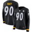 Nike Pittsburgh Steelers #90 T. J. Watt Black Team Color Womens Stitched NFL Limited Therma Long Sleeve Jersey