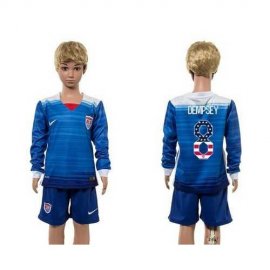 USA #8 Dempsey Independence Day Away Long Sleeves Kid Soccer Country Jersey
