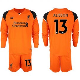 Liverpool #13 Alisson Orange Goalkeeper Long Sleeves Soccer Club Jersey