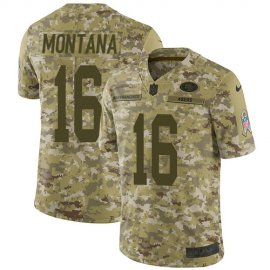 Nike San Francisco 49ers #16 Joe Montana Camo Mens Stitched NFL Limited 2018 Salute To Service Jersey