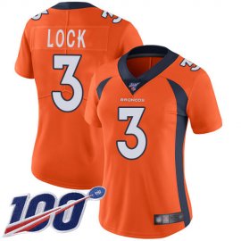 Nike Denver Broncos #3 Drew Lock Orange Team Color Womens Stitched NFL 100th Season Vapor Limited Jersey