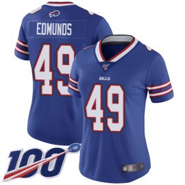 Nike Buffalo Bills #49 Tremaine Edmunds Royal Blue Team Color Womens Stitched NFL 100th Season Vapor Limited Jersey