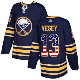Adidas Buffalo Sabres #13 Jimmy Vesey Navy Blue Home Authentic USA Flag Stitched NHL Jersey