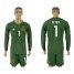 Spain #1 De Gea Army Green Long Sleeves Goalkeeper Soccer Country Jersey