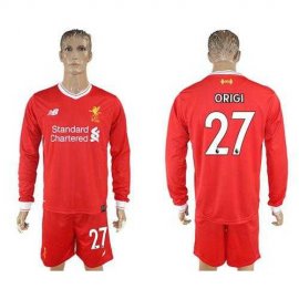 Liverpool #27 Origi Home Long Sleeves Soccer Club Jersey