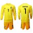 Belgium #1 Courtois Yellow Long Sleeves Goalkeeper Soccer Country Jersey