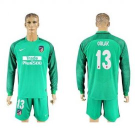 Atletico Madrid #13 Oblak Green Goalkeeper Long Sleeves Soccer Club Jersey