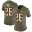 Nike Kansas City Chiefs #26 LeVeon Bell Olive/Gold Womens Stitched NFL Limited 2017 Salute To Service Jersey