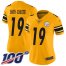 Nike Pittsburgh Steelers #19 JuJu Smith-Schuster Gold Womens Stitched NFL Limited Inverted Legend 100th Season Jersey