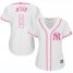 New York Yankees #2 Derek Jeter White/Pink Fashion Womens Stitched MLB Jersey