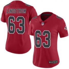 Nike Atlanta Falcons #63 Chris Lindstrom Red Womens Stitched NFL Limited Rush Jersey