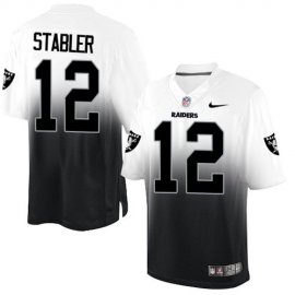 Nike Las Vegas Raiders #12 Kenny Stabler White/Black Mens Stitched NFL Elite Fadeaway Fashion Jersey