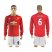 Manchester United #6 Pogba Red Home Long Sleeves Soccer Club Jersey