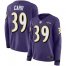 Nike Baltimore Ravens #39 Brandon Carr Purple Team Color Womens Stitched NFL Limited Therma Long Sleeve Jersey