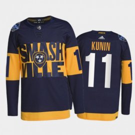 Adidas Nashville Predators #11 Luke Kunin Mens 2022 Stadium Series Authentic NHL Jersey – Navy Mens