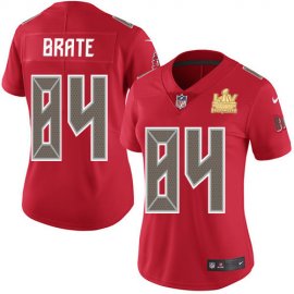 Nike Tampa Bay Buccaneers #84 Cameron Brate Red Womens Super Bowl LV Champions Patch Stitched NFL Limited Rush Jersey
