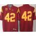 USC Trojans #42 Ronnie Lott Red PAC-12 C Patch Stitched NCAA Jersey