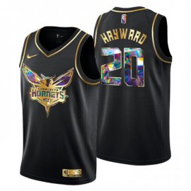 Charlotte Charlotte Hornets #20 Gordon Hayward Mens Golden Edition Diamond Logo 2021/22 Swingman Jersey – Black Mens