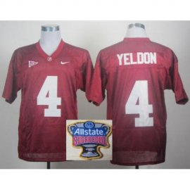 Alabama Crimson Tide 4 T.J Yeldon Red College Football NCAA Jerseys 2014 All State Sugar Bowl Game Patch