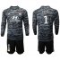 Lyon #1 Lopes Black Goalkeeper Long Sleeves Soccer Club Jersey