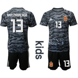 Spain #13 Arrizabalaga Black Goalkeeper Kid Soccer Country Jersey