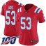 Nike New England Patriots #53 Josh Uche Red Alternate Womens Stitched NFL 100th Season Vapor Untouchable Limited Jersey