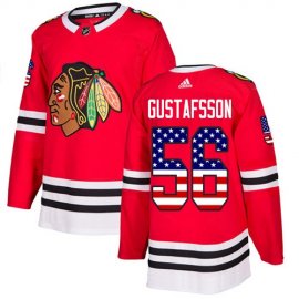 Adidas Chicago Blackhawks #56 Erik Gustafsson Red Home Authentic USA Flag Stitched NHL Jersey