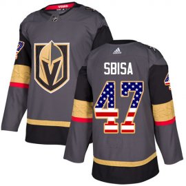 Adidas Vegas Golden Knights #47 Luca Sbisa Grey Home Authentic USA Flag Stitched NHL Jersey