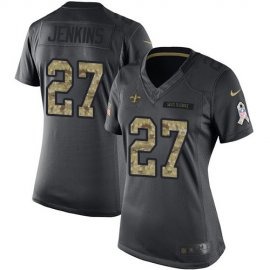 Nike New Orleans Saints #27 Malcolm Jenkins Black Womens Stitched NFL Limited 2016 Salute to Service Jersey