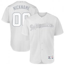Milwaukee Brewers Majestic 2019 Players Weekend Flex Base Authentic Roster Custom Jersey White