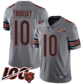 Nike Chicago Bears #10 Mitchell Trubisky Silver Mens Stitched NFL Limited Inverted Legend 100th Season Jersey