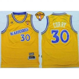 Warriors #30 Stephen Curry Gold Throwback The Finals Patch Stitched NBA Jersey