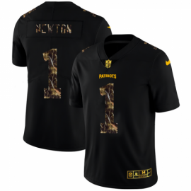 New England New England Patriots #1 Cam Newton Mens Black Nike Flocked Lightning Vapor Limited NFL Jersey